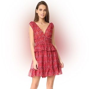 Ulla Johnson Noelle Silk Floral Sleeveless Midi Tiered Coastal Fairy Dress Sz 4